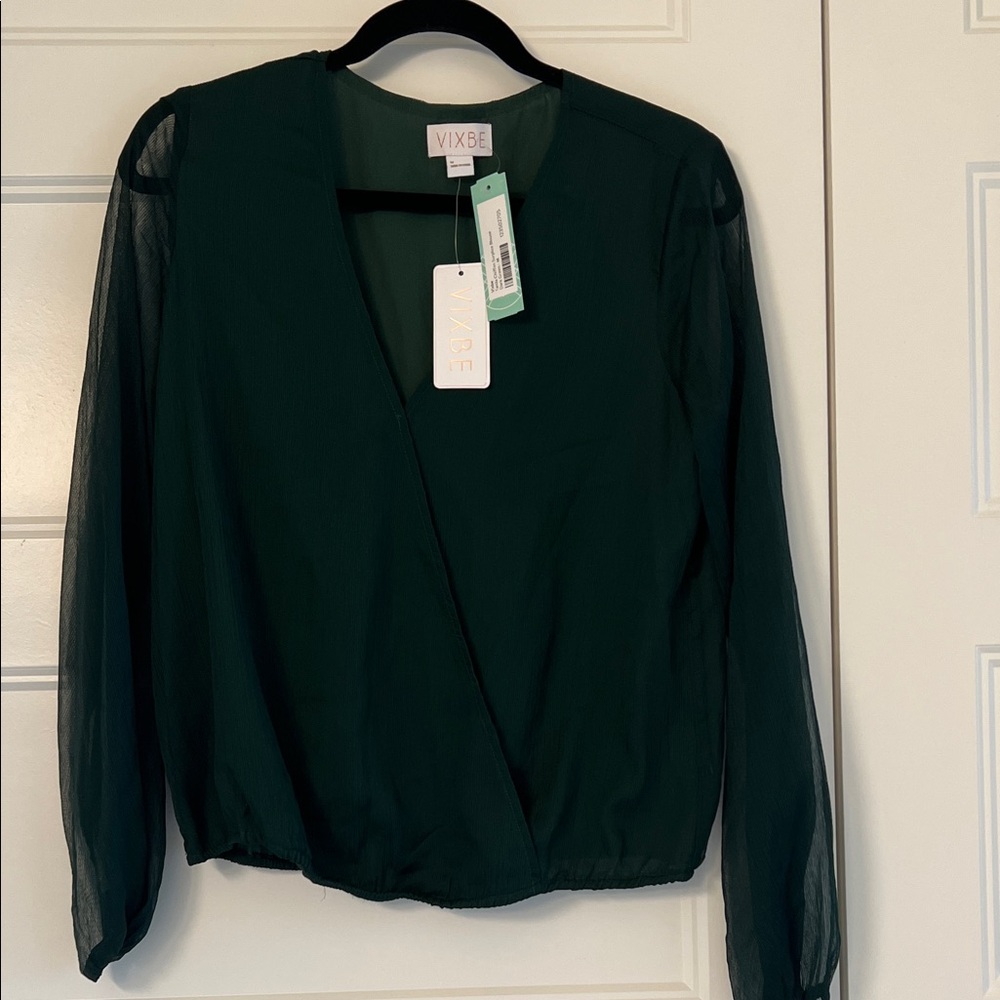 Elegant Green Wrap Blouse